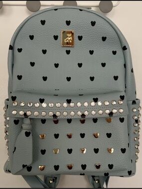 Studded Heart Backpack - Light Blue